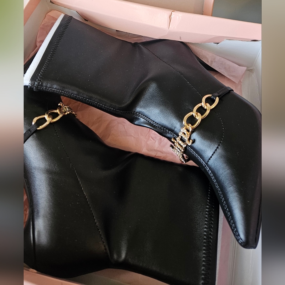 New Juicy Couture Black & Gold Women's Tommi Booties US Sz 6.5 - Picture 5 of 16